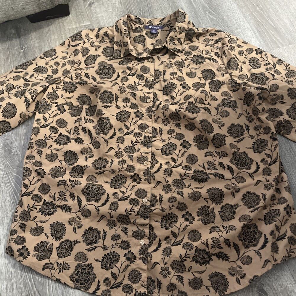 Roaman’s Women’s Brown Floral Button Up Tunic Size 28W
